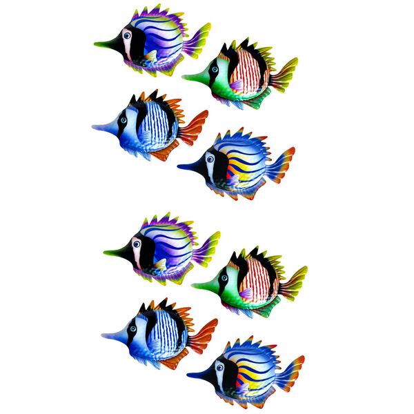 8Pcs Metal Fish Garden Crafts Wall Decor Iron Art Office Porch