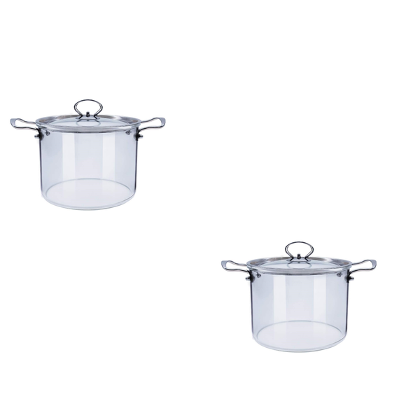 2Pack-4.5L heat-resistant double ear handle stainless steel glass soup pot