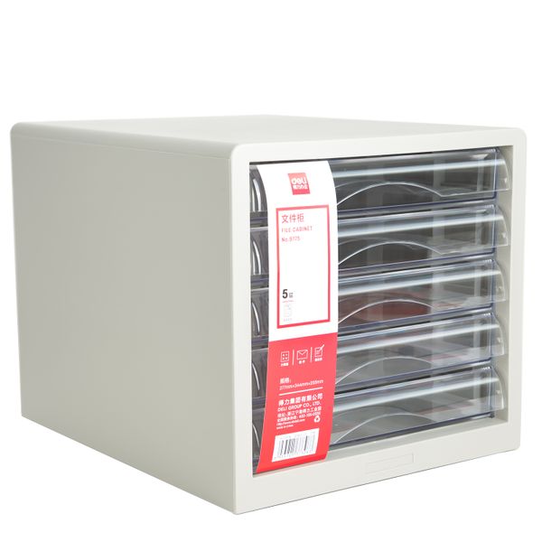 Deli 5 Draw File Cabinet Grey