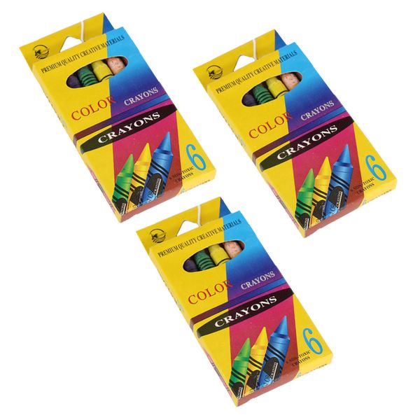 Crayons - 6 Assorted Premium Color Crayons - 3 Pack