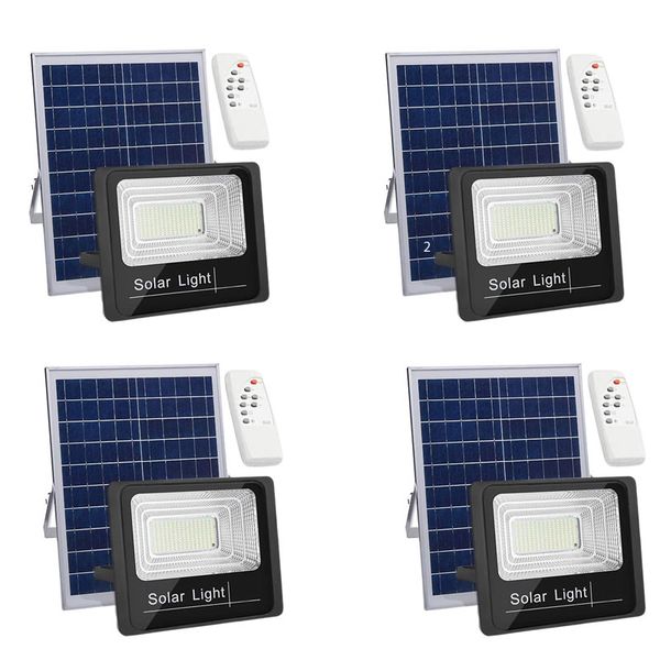 4 Pieces 200W Solar LED Flood Lights with Remote Control