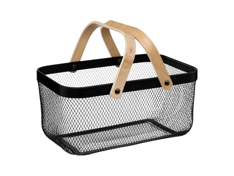 5 Five Simply Smart Black Rectangular Handle Basket MAYAJ Storage
