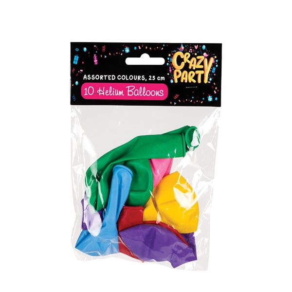 Balloons - Helium - Latex - Mixed Colours - 10 Pieces - 25cm - 10 Pack