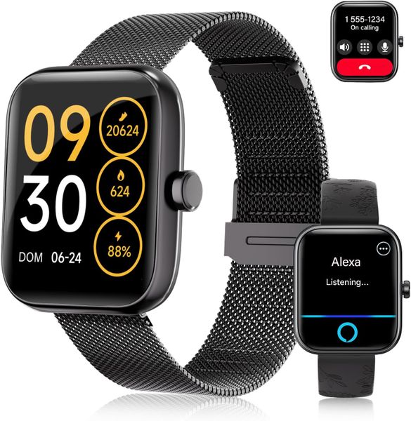 E T Easytao Alexa Smart Watch for Women Men Fitness sport watch -Black
