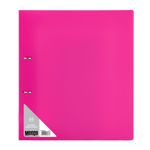 Meeco 2 D-Ring Binder A4 25mm Pink
