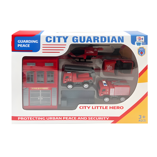 City Guardian Fire Station Playset Toy for Boys with 5 Vehicles