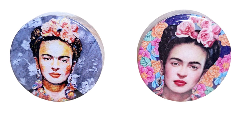 2 Doorknobs with Frida &amp; Flowers