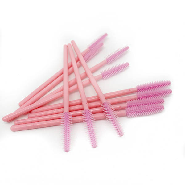 Silicone Mascara Wand Spoolie Brushes - Pink (Pack of 50 Pieces)