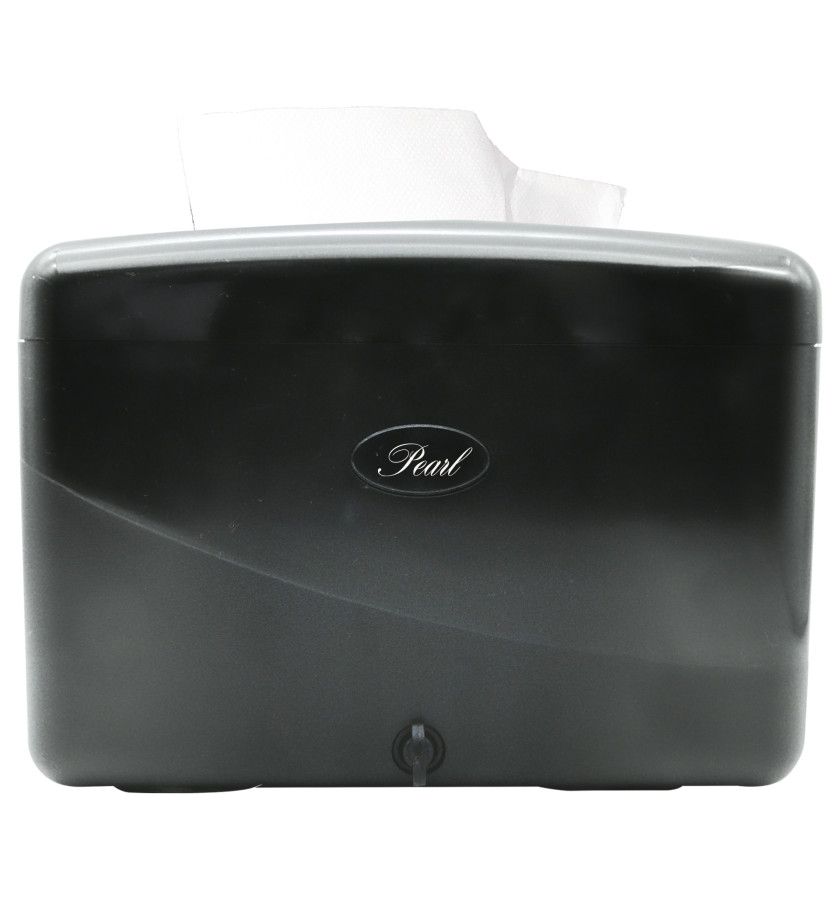 Pearl Countertop Folded Towel Dispenser + Refill - Black