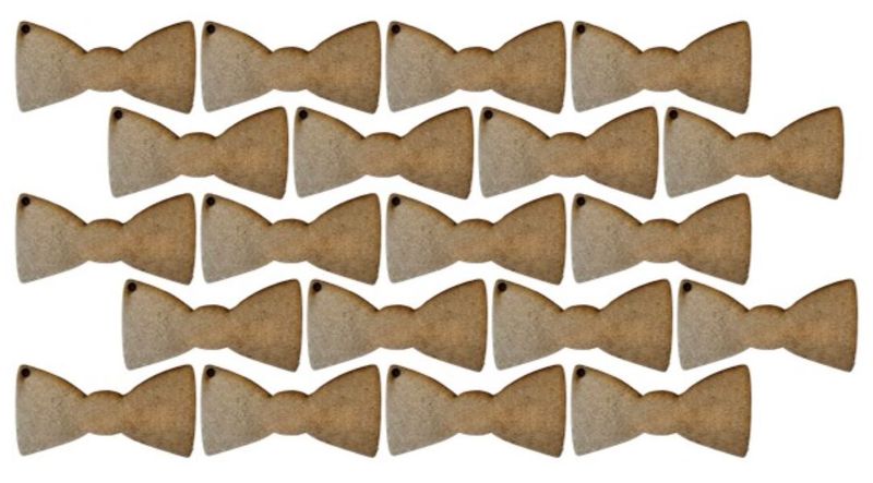 MDF Bowtie Keyring Blanks 7cm with 3mm Hole (3mm Blonde MDF)