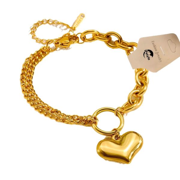 IPSTYLE Bracelets Heart Pendant Baroque Style Goth Chain Bracelet