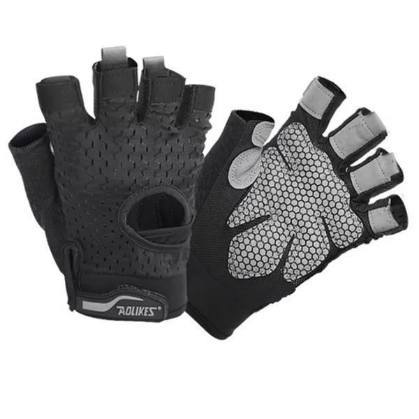 AOLIKES 1Pair Gym Glove Anti-Slip Silicone Grip Padded Weight Lifting Glove