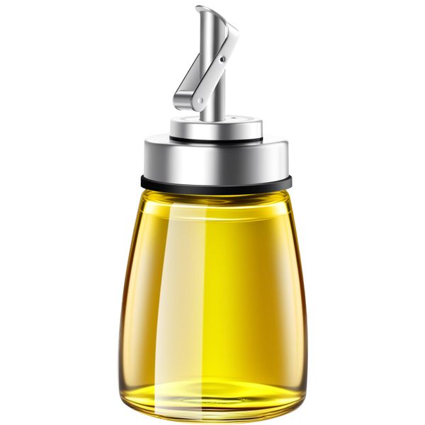 Oil Dispenser Bottle, Glass Oil Dispenser with Stainless Steel Spout, 6oz