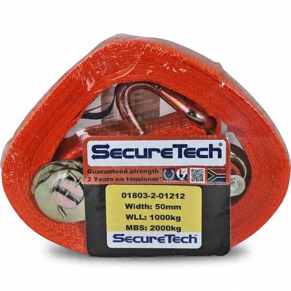 Short Handle Ratchet Strap With J-Hooks 50mm x 7m