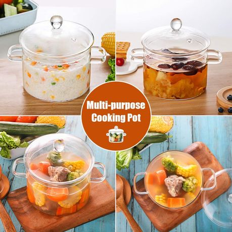 Clear Glass Soup Pot Transparent Glasses Bowl Household Heat-resistant  Porridge Pot Kitchenware Cooking Tools Cook Utensil 1.5L - AliExpress