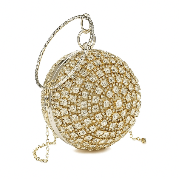 Round Evening Clutch for Women Rhinestone Purse Bag