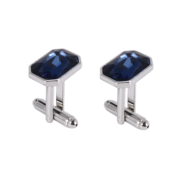 1 Pair Diamond Colorful Glass Cufflinks Womens Mens (Blue)
