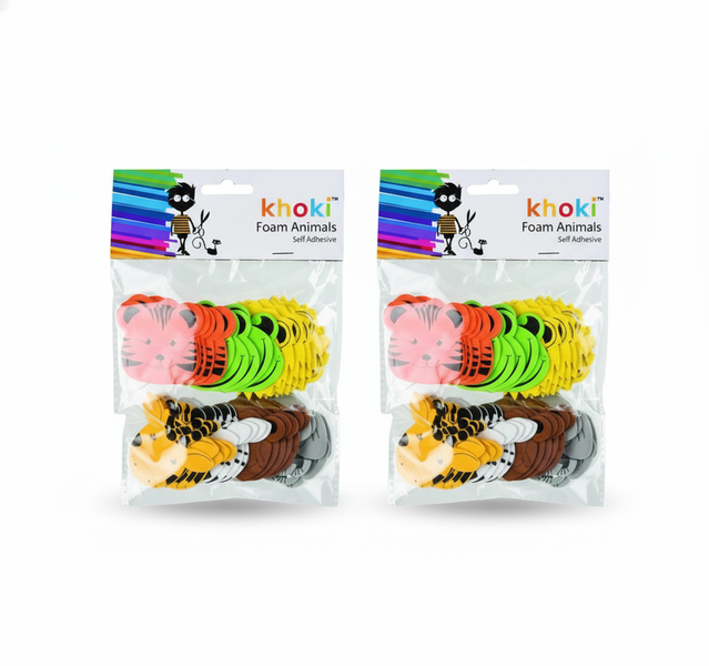 Khoki Foam Animal Craft Kit for Kids - Creative Imaginative Play - 2 Pack