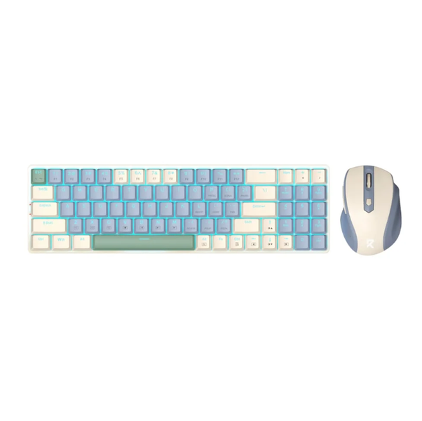 Heavy Duty Redragon Wireless Keyboard/ Mouse Combo - Cream/Blue