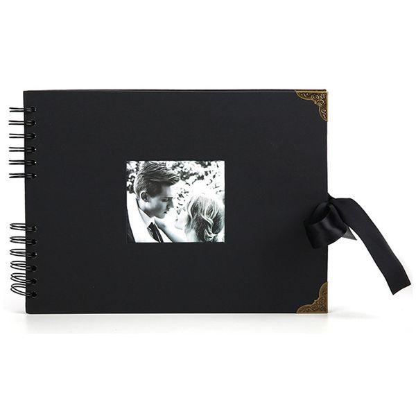 Fancy Spiral-Bound Red Album, Hardcover, 40 Black Pages- 29 x 21.5 cm