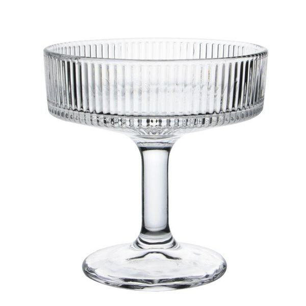 Elegant Ribbed Coupe Ice Cream Glass- 4 Pack