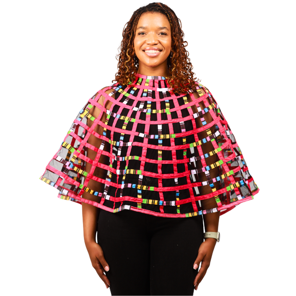 Pink Venda Basket Kimono Cape