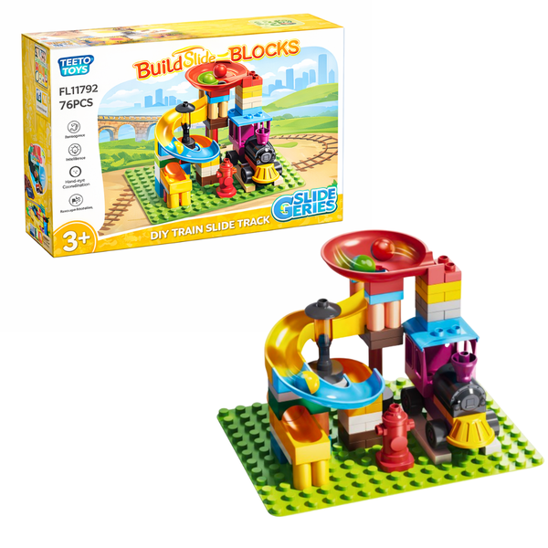 76-Piece Marble Run Building Blocks Train Slide Track Set -Toys for Kids