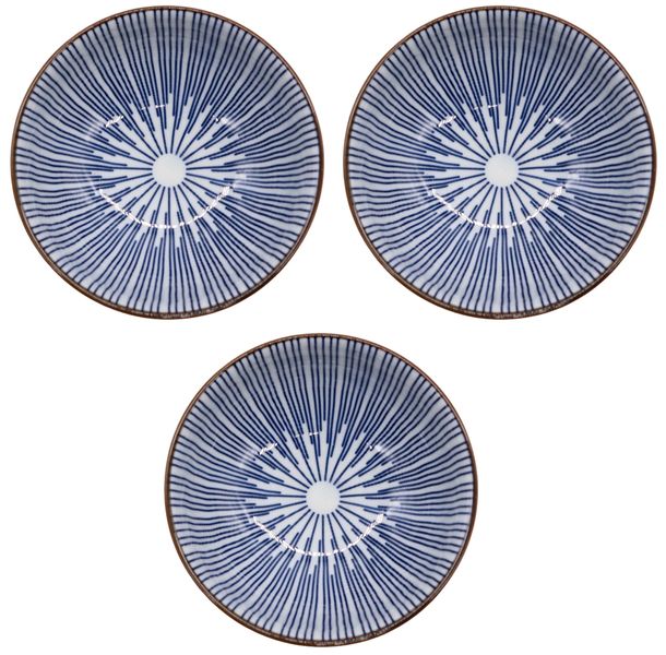 Decorative Ceramic Serving Bowls Set 3, Ambient Design C, Blue &amp; White