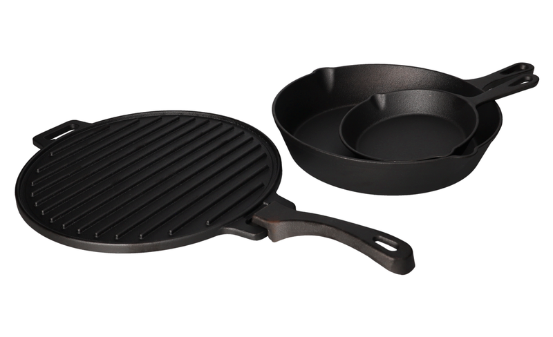 Danny Home Cast Iron 4-piece Skillet and Grill Pan Set