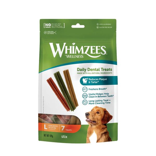 Whimzees - Stix Dog Dental Treats Large Value Bag 7 Pieces
