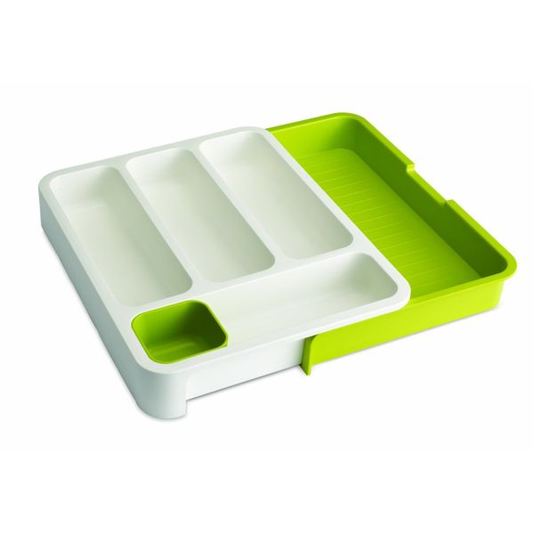 Drawer store Expandable Cutlery Tray Organizer - Green and White