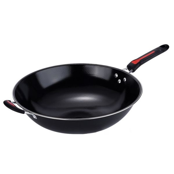 Carbon Steel Enamel Coated Wok Non-Stick Stir-fry Pan 34 cm