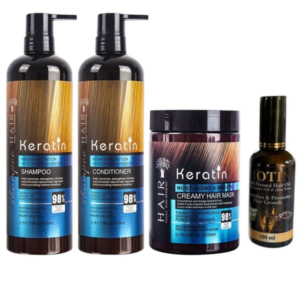 Keratin Hair Shampoo, Conditioner, Mask &amp; Biotin Oil