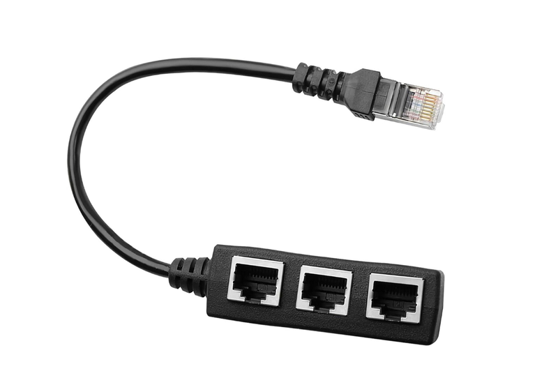 RJ45 Ethernet Splitter Adapter - 1 Male to 3 Female LAN Network Extension