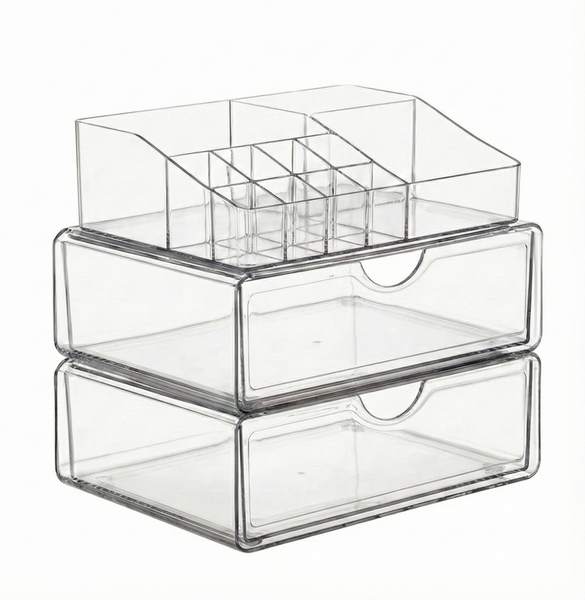 ZNZ MART 3 Tier Clear Makeup Organiser with Drawer for Cosmetic Storage