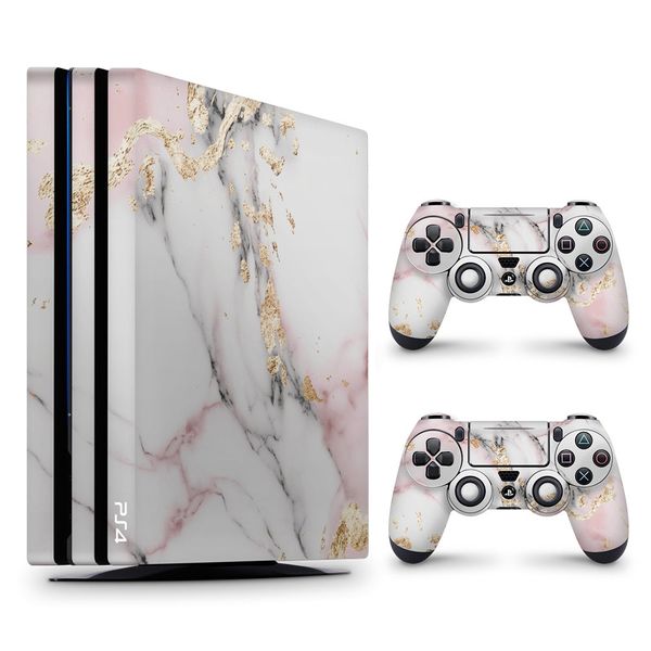 Decal Skin Compatible with PS4 Pro - White Light Pink Marble Gold (Decal Only)