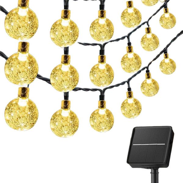 Solar Crystal Globe String Lights Outdoor Waterproof (Warm White) 7M-50 Led