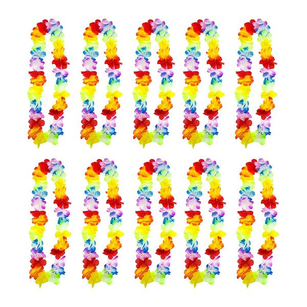 10 Pack Hawaiian Leis Flower Chains Tropical Flower Chain Perfect