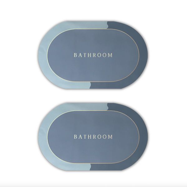 Ultra Water Absorbent Non-Slip Oval Bath Mat - 2 Pack
