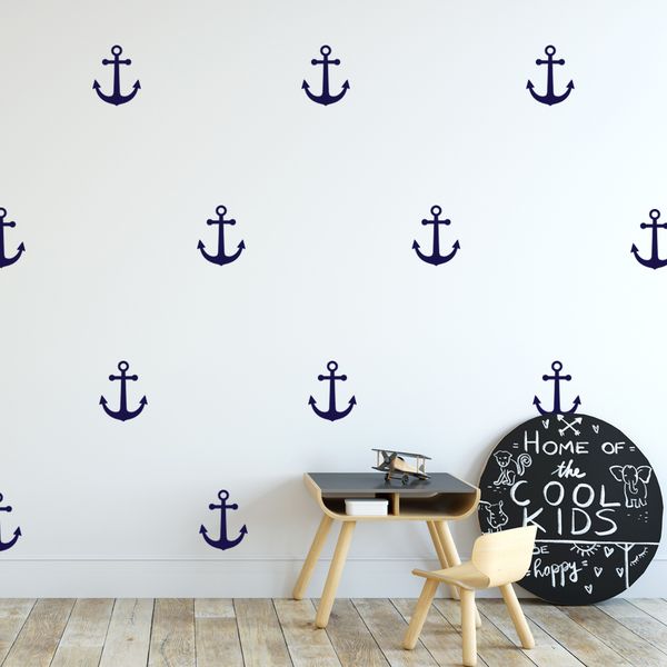 Nautical anchor nursery wall decals - set of 24