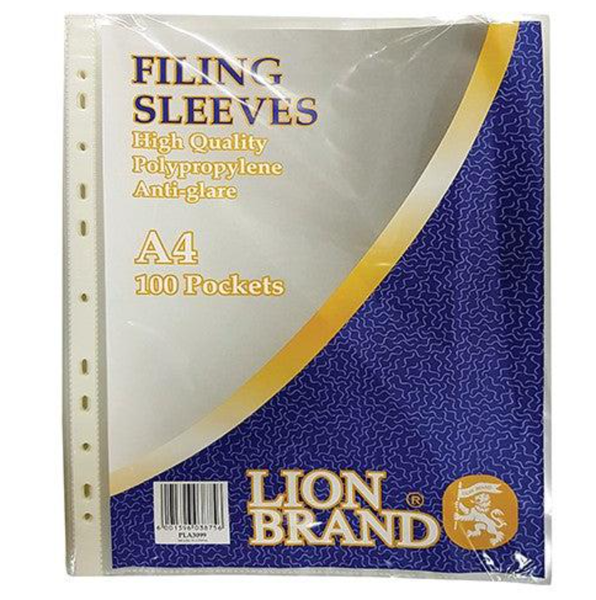 Lion Brand - A4 Filing Sleeves 40mic 100's