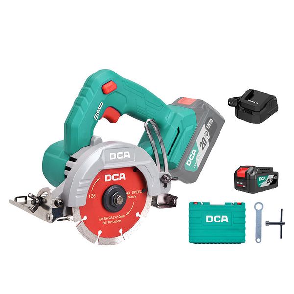 DCA 20V 125mm Industrial Brushless Marble Cutter Kit With 4.0Ahx1 &amp; Charger