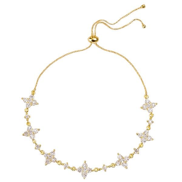 S925 Sterling Rhinestone-Accented Clover Bracelet