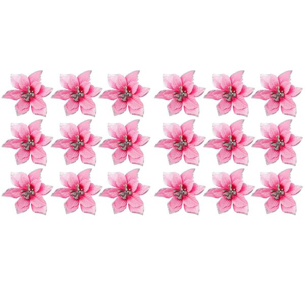 50 Pack Poinsettia Christmas Tree 5Inch Artificial Decor Wreath(Pink)