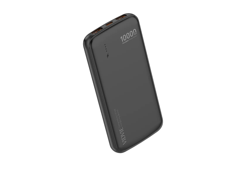 Vidvie PB7012 Power Bank 10 000 mAh - USB-C Input, Dual USB-A Ports - Black