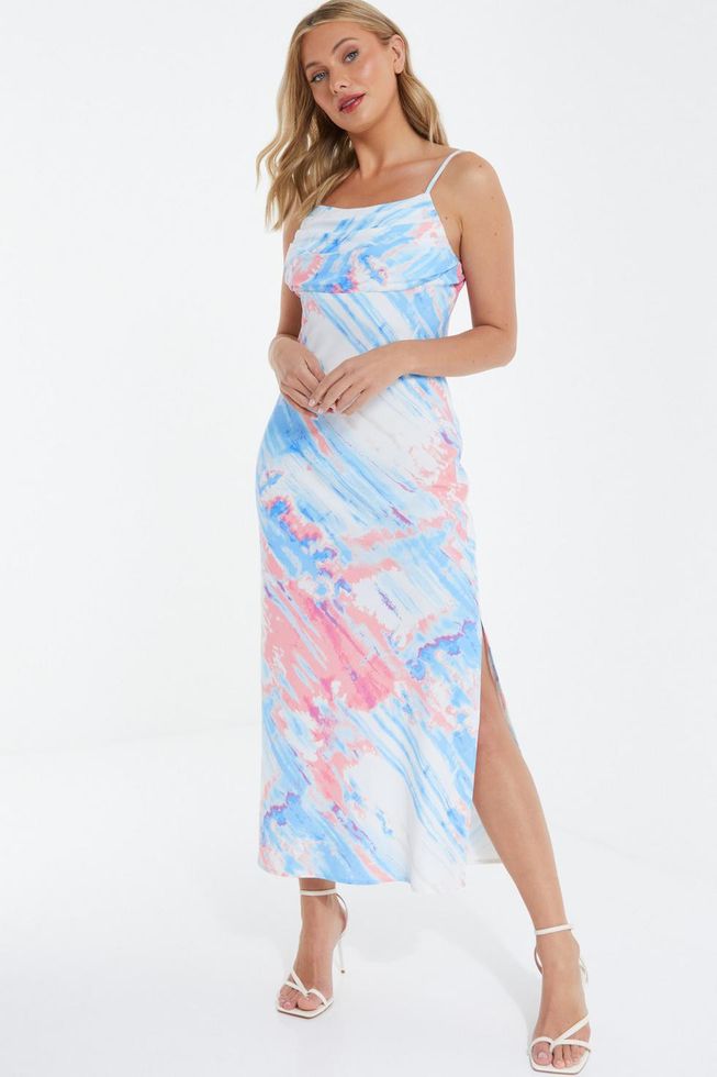 Quiz Ladies - Blue Marble Print Slip Midi Dress | Shop Today. Get it ...