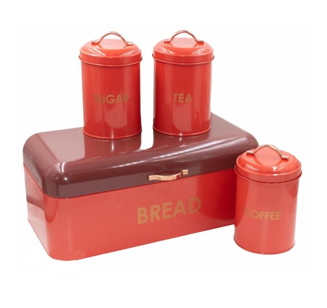 Bread Bin &amp; Canister Set - Red