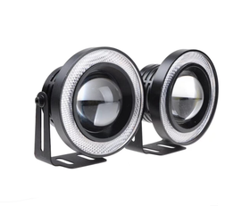 89mm 3.5" Round COB LED Fog Light Bulbs Angel Eye - White Set 0f 2