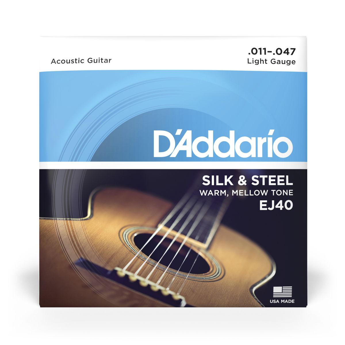 D'Addario EJ40 Silk & Steel Folk Acoustic Guitar Strings 11-47