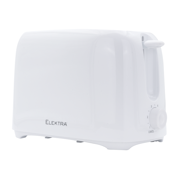Elektra 700W 2 Slice Toaster with 6 Shade Settings Compact Design White